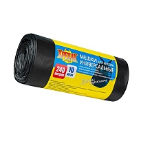 Мешки для мусора 240 л, черные, в рулоне 10 шт., ПНД 40 мкм, 1250х1000 мм, Крепак, 4607075710153 в Димитровграде