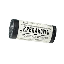Мешки для мусора 30 л, черные, в рулоне 20 шт., ПНД, 7 мкм, 560х440 мм, Крепаномъ, 4607075710580 в Димитровграде