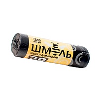 Мешки для мусора 30 л, черные, в рулоне 30 шт., ПНД, 7 мкм, 600х500 мм, ШМЕЛЬ, 4625 в Димитровграде