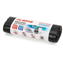 Мешки для мусора 60 л, черные, в рулоне 20 шт., ПНД, 10 мкм, 700х600 мм, LAIMA, 601381 в Димитровграде