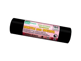 Мешки для мусора 180 л, ароматизированные, черные, в рулоне 10 шт., ПВД, 50 мкм, 1100х930 мм, EXTRA black, 18008301 в Димитровграде
