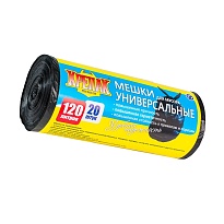 Мешки для мусора 120 л, черные, в рулоне 20 шт., ПНД, 15 мкм, 1100х700 мм, Крепак, 4607075710207 в Димитровграде