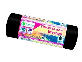 Мешки для мусора 30 л, черные, в рулоне 20 шт., ПНД, 7 мкм, 600х500 мм, MIRPACK Classik, 302040 в Димитровграде