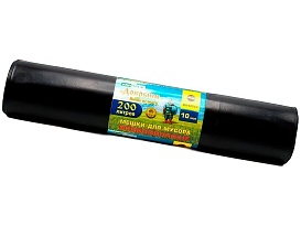 Мешки для мусора 200 л, ароматизированные, черные, в рулоне 10 шт., ПВД, 100 мкм, 1200х800 мм, Добрыня, Dob20010black в Димитровграде