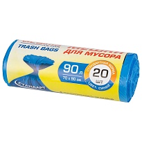 Мешки для мусора 90 л, синие, в рулоне 20 шт., ПНД, 14 мкм, 900х700 мм, LAIMA ULTRA, 607693 в Димитровграде