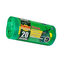 Мешки для мусора 20 л, биоразлагаемые, с ручками, черные, в рулоне 30 шт., ПНД, 10 мкм, 550х440 мм, Крепак, 4607075710047 в Димитровграде