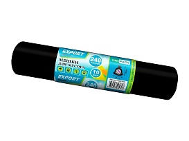 Мешки для мусора 240 л, черные, в рулоне 10 шт., ПВД 80 мкм, 1300х930 мм, EXPORT, exp 24010167 в Димитровграде