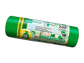 Мешки для мусора 240 л, ароматизированные, зеленые, в рулоне 10 шт., ПВД 45 мкм, 1300х930 мм, PREMIUM+, 240108301 в Димитровграде Мешки для мусора 240 л, ароматизированные, зеленые, в рулоне 10 шт., ПВД 45 мкм, 1300х930 мм, PREMIUM+, 240108301 в Димитровграде