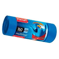 Мешки для мусора 160 л, с ушками, синие, в рулоне 10 шт., ПВД, 30 мкм, 1250х900 мм, PACLAN Multitop, 604064 в Димитровграде