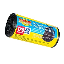 Мешки для мусора 120 л, черные, в рулоне 30 шт., ПНД, 15 мкм, 1100х700 мм, Крепак, 4607075710122 в Димитровграде