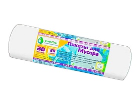Мешки для мусора 30 л, белые, в рулоне 20 шт., ПНД, 7 мкм, 600х500 мм, MIRPACK Classik, 302042 в Димитровграде