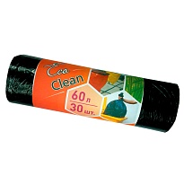 Мешки для мусора 60 л, черные, в рулоне 30 шт., ПНД, 6 мкм, 640х580 мм, Концепция Быта EcoClean, 603890 в Димитровграде
