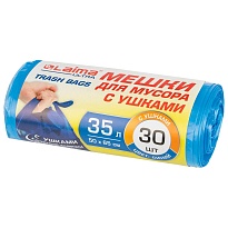 Мешки для мусора 35 л, с ушками, синие, в рулоне 30 шт., ПНД, 11 мкм, 650х500 мм, LAIMA ULTRA, 607684 в Димитровграде