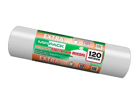 Мешки для мусора 120 л, белые, в рулоне 10 шт., ПНД, 14 мкм, 1100х700 мм, EXTRA, ex1201803 в Димитровграде