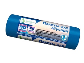 Мешки для мусора 30 л, синие, в рулоне 20 шт., ПНД, 7 мкм, 600х500 мм, MIRPACK Classik, 302041 в Димитровграде