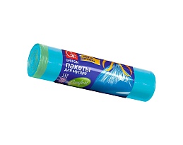 Мешки для мусора 50 л, с завязками, голубые, в рулоне 15 шт., ПНД, 14 мкм, 700х600 мм, GRIFON, 101-063 в Димитровграде