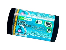 Мешки для мусора 100 л, черные, в рулоне 10 шт., ПВД, 70 мкм, 1000х600 мм, PREMIUM+, 1001076 в Димитровграде