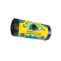 Мешки для мусора 30 л, с ушками, черные, в рулоне 30 шт., ПНД, 8 мкм, 580х460 мм, Крепакоф, 4607075710238 в Димитровграде