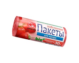 Мешки для мусора 30 л, ароматизированные, Клубника, красные, в рулоне 20 шт., ПНД, 9 мкм, 560х530 мм, GRIFON Aroma, 101-020 K в Димитровграде