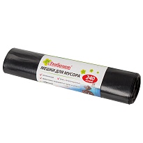 Мешки для мусора 240 л, черные, в рулоне 5 шт., ПВД 30 мкм, 1300х900 мм, Любаша, 605338 в Димитровграде