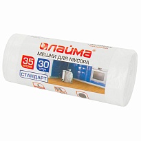 Мешки для мусора 35 л, белые, в рулоне 30 шт., ПНД, 6 мкм, 550х480 мм, LAIMA, 605538 в Димитровграде