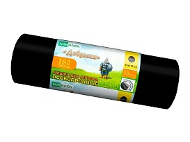 Мешки для мусора 180 л, ароматизированные, черные, в рулоне 10 шт., ПВД, 100 мкм, 1100х930 мм, Добрыня, Dob18010black в Димитровграде